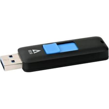 8GB - USB 3.0 Flash Drive With Retractable USB Connector; Black
